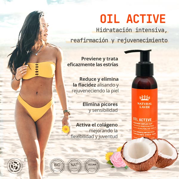 Oil Active - Combate la flacidez de la piel, las estrías e hidrata en profundidad