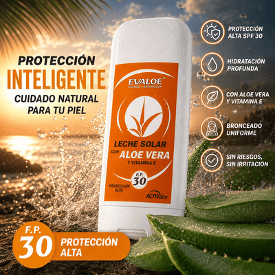 Sun Milk SPF 30 with Aloe Vera from Exialoe - Protection, hydration and uniform tan without risks 