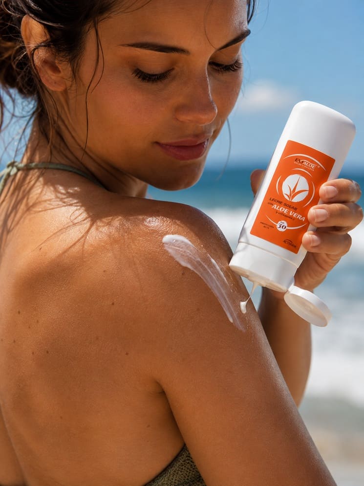 Sun Milk SPF 30 with Aloe Vera from Exialoe - Protection, hydration and uniform tan without risks 