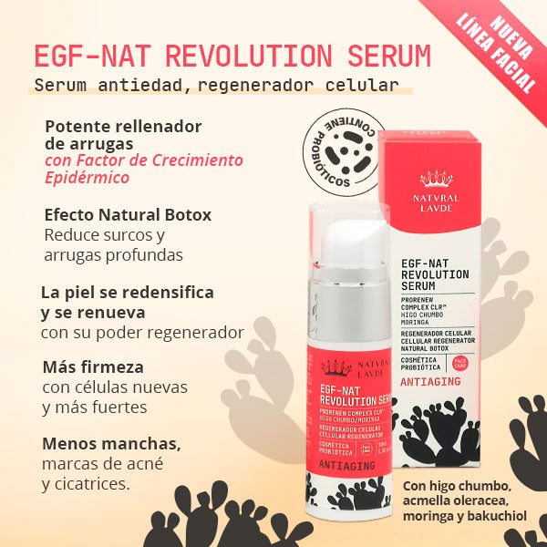 EGF-NAT Revolution Sérum 30ml - Reseteo intenso de las arrugas. Natural BOT0X